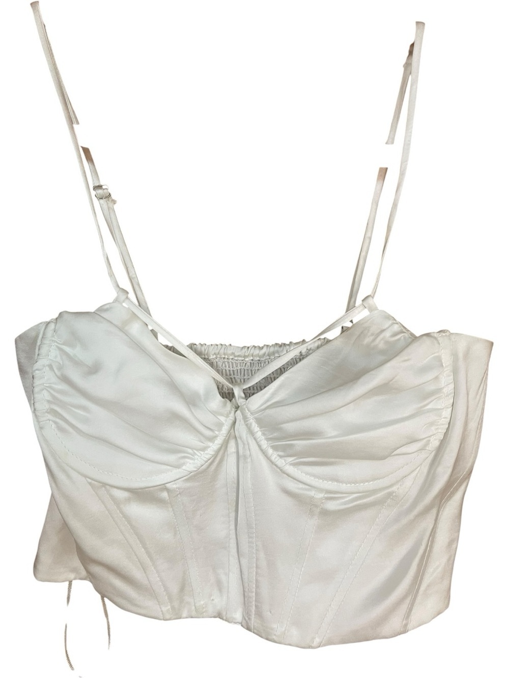 Zara Satin Bustier Corset Crop Top White